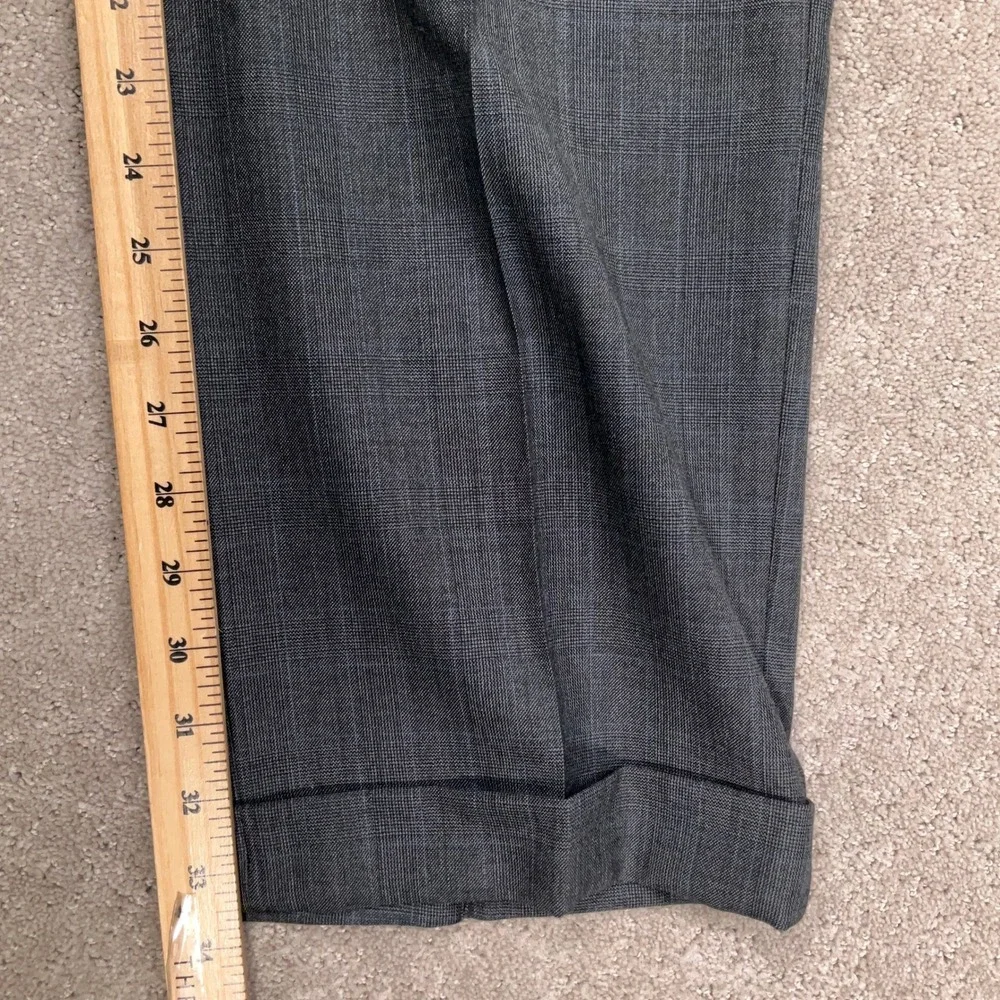 Jos A Bank Suit Mens 44L Charcoal Gray Blue Glen Plaid Tailored Traditional Wool